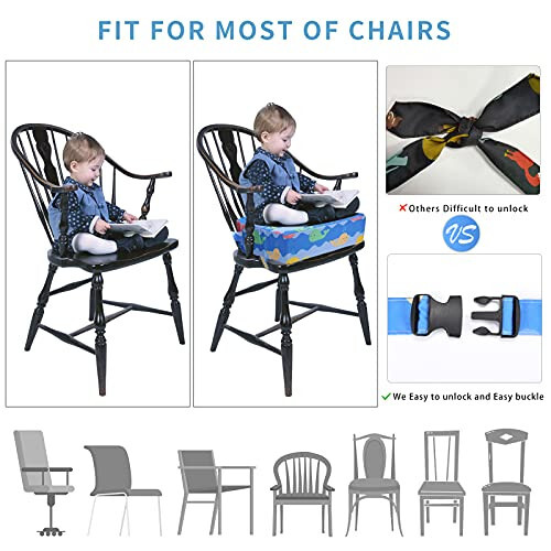 KIDUN Toddler Booster Seat for Dining Table, Upgrade 4 inch Heightening Cushion for Kids Chair, Adjustable, Heightening Booster Seat Pad for Boy/Girl, Toddler Booster Cushion (Buckle/Blue) - 10