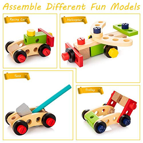 KIDWILL Tool Kit for Kids, 36-Piece Wooden Toddler Tools Set Includes Tool Box, Montessori Educational Stem Construction Toys for 2 3 4 5 6 Year Old Boys Girls, Best Birthday Gift for Kids - 3