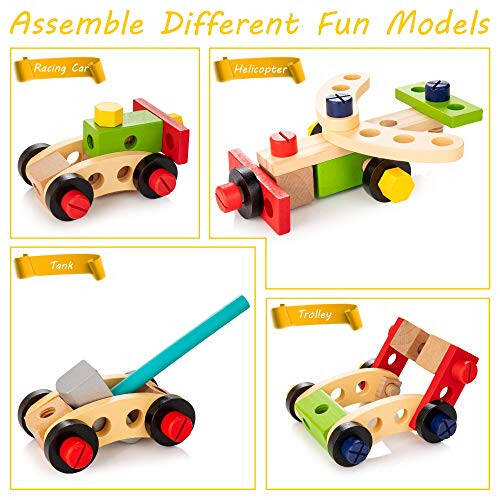 KIDWILL Tool Kit for Kids, 36-Piece Wooden Toddler Tools Set Includes Tool Box, Montessori Educational Stem Construction Toys for 2 3 4 5 6 Year Old Boys Girls, Best Birthday Gift for Kids - 3