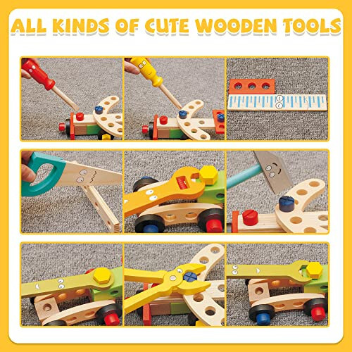 KIDWILL Tool Kit for Kids, 36-Piece Wooden Toddler Tools Set Includes Tool Box, Montessori Educational Stem Construction Toys for 2 3 4 5 6 Year Old Boys Girls, Best Birthday Gift for Kids - 5