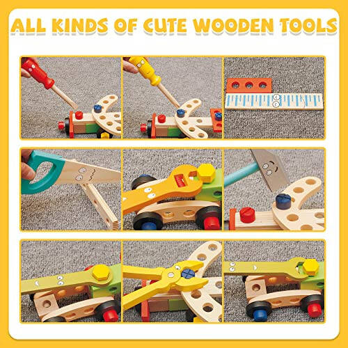 KIDWILL Tool Kit for Kids, 36-Piece Wooden Toddler Tools Set Includes Tool Box, Montessori Educational Stem Construction Toys for 2 3 4 5 6 Year Old Boys Girls, Best Birthday Gift for Kids - 5