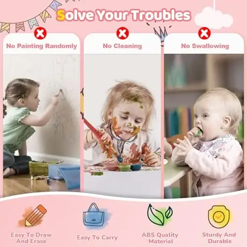 Kikidex 1-3 Yaş Arası Çocuk Oyuncakları, Sağlam Manyetik Çizim Tahtası, Yeniden Kullanılabilir, Dağınık Değil, Çocukların Doğum Günü İçin Eğitici Öğrenme Oyuncakları (Gül) - 2