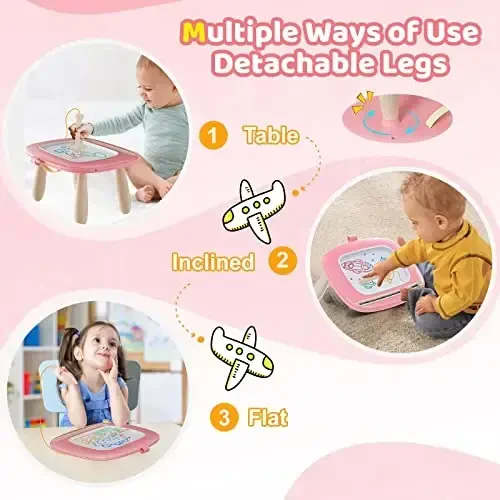Kikidex Magnetic Drawing Board, Toddler Girl Toys for 1-2 Year Old, Doodle Board Pad Learning and Educational Toys for 1 2 3 Year Old Baby Kids Birthday Gift(Soft Pink) - 5