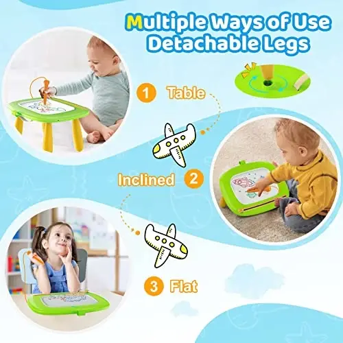 Kikidex Manyetik Çizim Tahtası, 1-2 Yaşındaki Çocuk Oyuncakları, Karalama Tahtası Pedi 1 2 3 Yaşındaki Bebek Çocuklar için Öğrenme ve Eğitici Oyuncaklar Doğum Günü Hediyesi (Yeşil) - 5