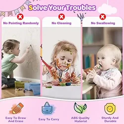Kikidex Toddler Magnit Chizmachilik Doskasi, 1-3 yosh, Binafsha, Qizaloqlar uchun o'yinchoqlar, Doodle Doska Pad, 1-3 yoshdagi bolalar uchun o'quv va ta'lim o'yinchoqlari, Doska, Qalam, 4 ta stol oyoqlari - 3