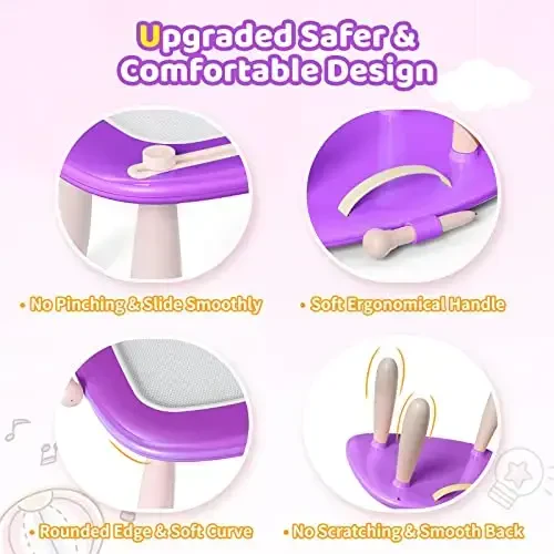 Kikidex Toddler Magnit Chizmachilik Doskasi, 1-3 yosh, Binafsha, Qizaloqlar uchun o'yinchoqlar, Doodle Doska Pad, 1-3 yoshdagi bolalar uchun o'quv va ta'lim o'yinchoqlari, Doska, Qalam, 4 ta stol oyoqlari - 5