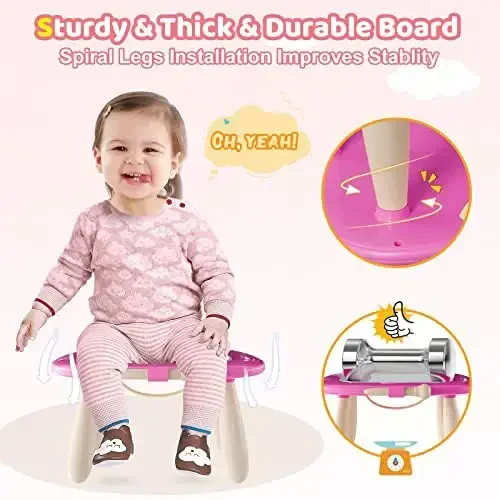 Kikidex Toddler Toys 1-3 yosh uchun, Bardoshli magnitli doodle taxtasi, Qayta foydalanish mumkin, Tartibsizlik yo'q, Bolalar tug'ilgan kuni uchun o'quv o'yinchoqlari (Rose) - 6