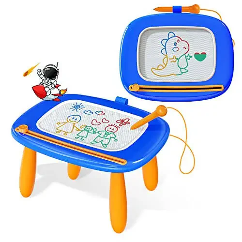 Kikidex Toddler Toys Age 1-3, Magnetic Drawing Board, Toddler Girl Toys for 1-2 Year Old, Doodle Board Pad Learning and Educational Toys for 1 2 3 Year Old Baby Kids Birthday Gift (Dark Blue) - 1