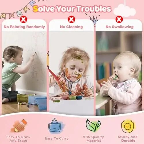 Kikidex Toddler Toys for 1-3 Years, Sturdy Magnetic Doodle Board, Reusable, No Mess, Educational Learning Toys for Kids' Birthday (Rose) - KIKIDEX (1)