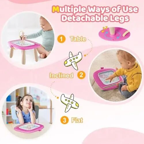 Kikidex Toddler Toys for 1-3 Years, Sturdy Magnetic Doodle Board, Reusable, No Mess, Educational Learning Toys for Kids' Birthday (Rose) - 3