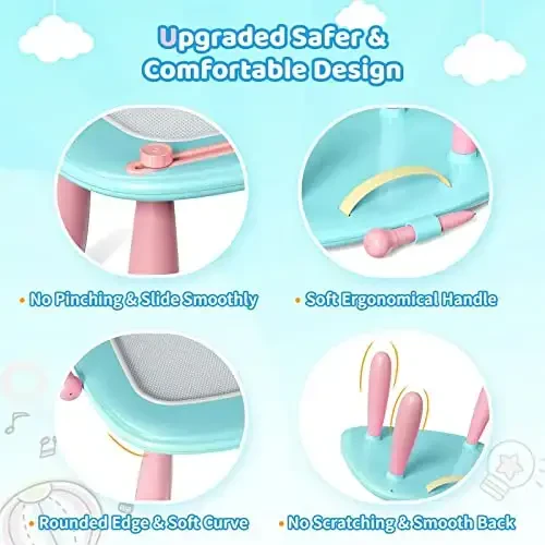 Kikidex Toddlers Toys 1-3 yosh, magnitli rasm taxtasi, Doodle Board Pad o'quv va o'quv o'yinchoqlari 1 2 3 yoshli chaqaloqlar uchun tug'ilgan kun sovg'asi (Yalpiz ko'k) - 5