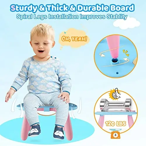 Kikidex Yürümeye Başlayan Çocuk Oyuncakları 1-3 Yaş, Manyetik Çizim Tahtası, Doodle Tahtası Ped Öğrenme ve Eğitici Oyuncaklar 1 2 3 Yaşındaki Bebek Çocuk Doğum Günü Hediyesi (Nane Mavisi) - 6