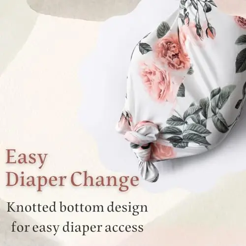 Giggle Angel Newborn Baby Sleeper Gown - Knotted Nightgown Coming Home Outfits for Baby Girl - 2-Piece Set With Hat - 5