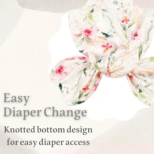 Giggle Angel Newborn Baby Sleeper Gown - Knotted Nightgown Coming Home Outfits for Baby Girl - 2-Piece Set With Hat - 5