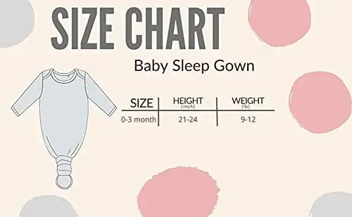 Giggle Angel Newborn Baby Sleeper Gown - Knotted Nightgown Coming Home Outfits for Baby Girl - 2-Piece Set With Hat - 6