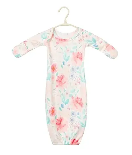 Giggle Angel Newborn Baby Sleeper Gown with Hat Knotted Gown Nightgown Coming Home Outfits for Baby Girl 2 Pieces Set - 6