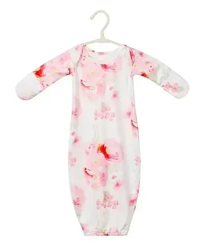 Giggle Angel Newborn Baby Sleeper Gown with Hat Knotted Gown Nightgown Coming Home Outfits for Baby Girl 2 Pieces Set - 5