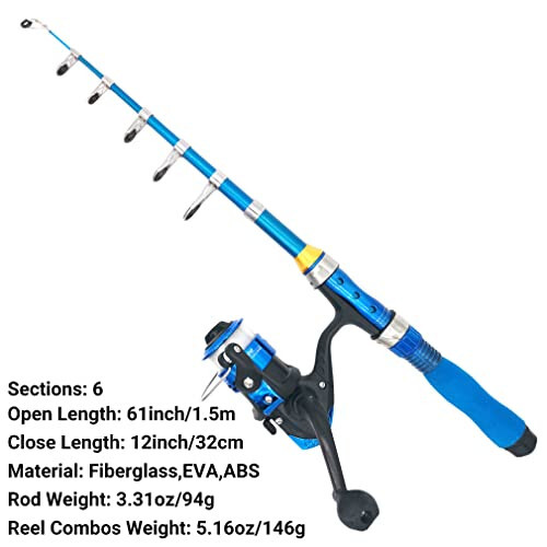 Kilitn Kids Fishing Rod, 1.5M 61Inch 4.92Ft Portable Telescopic Fishing Pole and Reel Combos and String with Fishing Line Full Kits, Youth Fishing Pole Fishing Gear for Kids, Boys, Girls, and Adults - 4