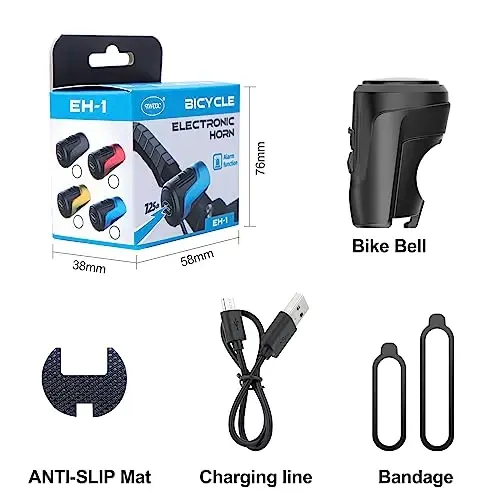 kimairy Electric Bike Bell, 125db Anti-Theft Alarm Loud Electric Bike Horn for Adults with 1 Sound Modes USB Rechargeable Battery Waterproof Bicycle Horn for MTB/BMX/Scooter/Road Cycling - 5