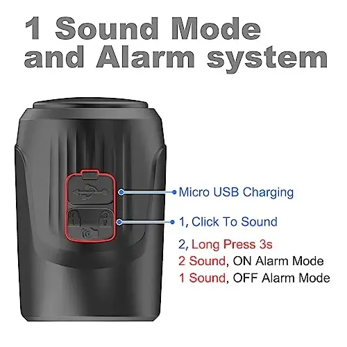 kimairy Electric Bike Bell, 125db Anti-Theft Alarm Loud Electric Bike Horn for Adults with 1 Sound Modes USB Rechargeable Battery Waterproof Bicycle Horn for MTB/BMX/Scooter/Road Cycling - 1