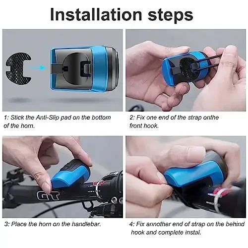 kimairy Electric Bike Bell, 125db Anti-Theft Alarm Loud Electric Bike Horn for Adults with 1 Sound Modes USB Rechargeable Battery Waterproof Bicycle Horn for MTB/BMX/Scooter/Road Cycling - 5