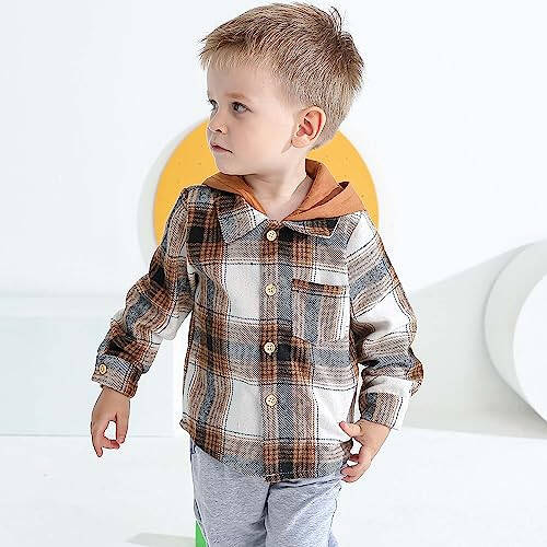 KIMI BEAR Baby Toddler Boys Long Sleeve Shirt Flannel Buffalo Plaid Shirts Button Down Jacket Top Outfit Fall Winter Clothes - 2