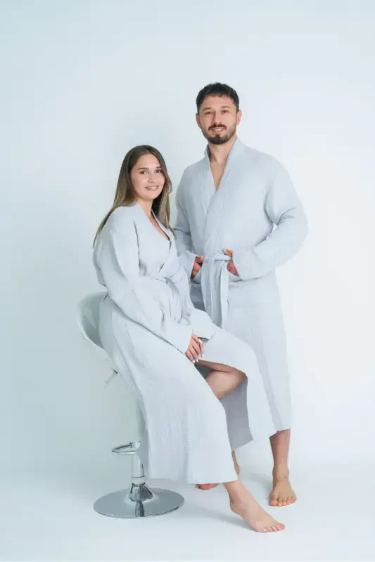 Kimono 4 qavat musllin xalat - NATURAL