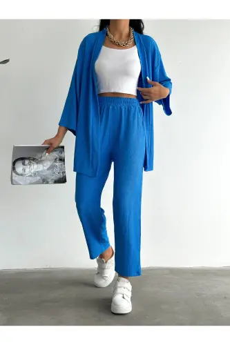 Kimono Bürümcük Takım Elbise-mavi - ALENMODA (1)