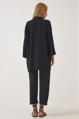 Kimono Bürümcük Takım Elbise-siyah - 5