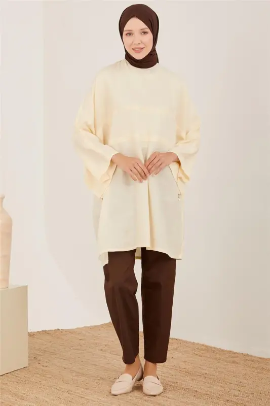 Kimono uslubidagi tabiiy tunika 23y4435 Oytosh - 2