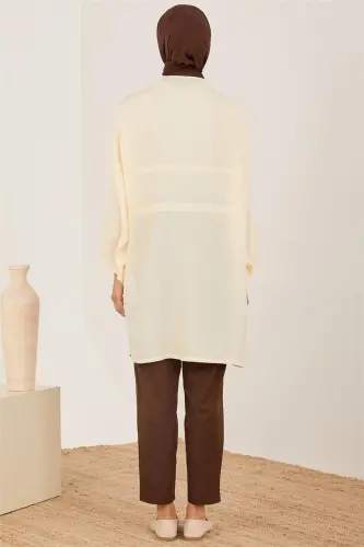 Kimono uslubidagi tabiiy tunika 23y4435 Oytosh - 4