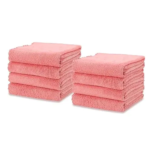 kimteny 8 Pack Microfiber Kitchen Dish Towels for Washing Dishes, Pink | 28x13 Inches, Reusable Kitchen Cleaning Cloth, 300 GSM Absorbent Towels for Dishes, Countertops & Sink - 1