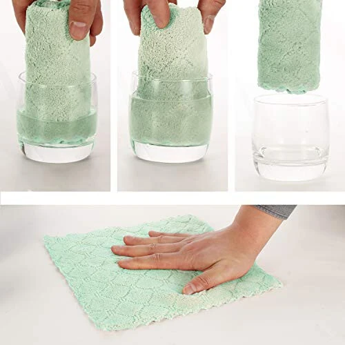 kimteny Cleaning Cloths Kitchen Towels Microfiber Washcloths Lint Free Dish Cloth Reusable Dishtowels Household Super Absorbent Fast Drying, 10