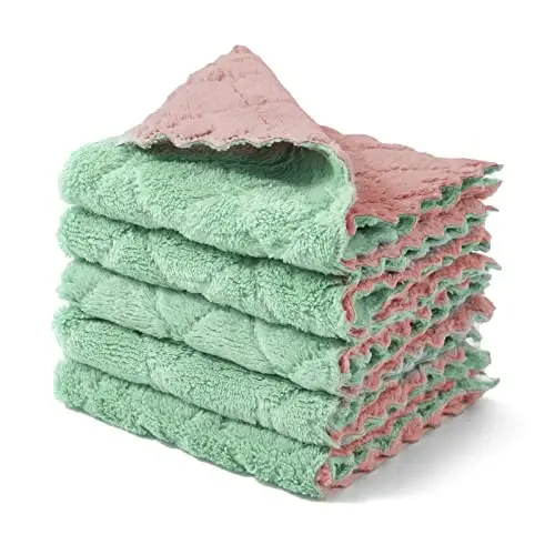 kimteny Cleaning Cloths Kitchen Towels Microfiber Washcloths Lint Free Dish Cloth Reusable Dishtowels Household Super Absorbent Fast Drying, 10