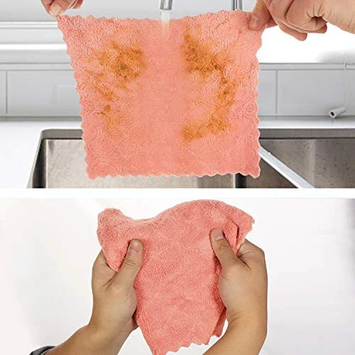 kimteny Cleaning Cloths Kitchen Towels Microfiber Washcloths Lint Free Dish Cloth Reusable Dishtowels Household Super Absorbent Fast Drying, 10