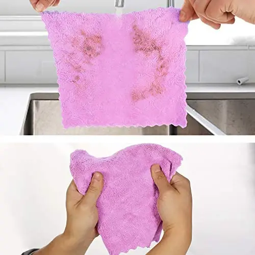 kimteny Cleaning Cloths Kitchen Towels Microfiber Washcloths Lint Free Dish Cloth Reusable Dishtowels Household Super Absorbent Fast Drying, 10
