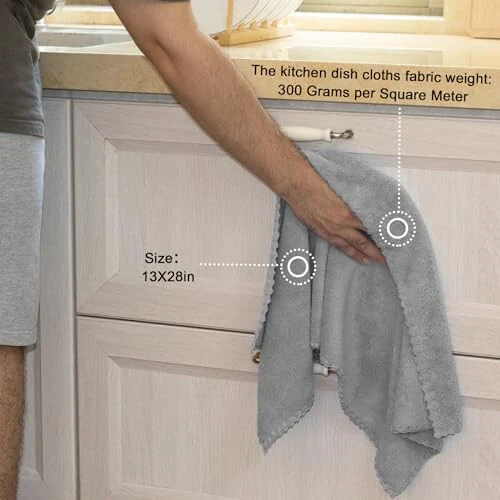 kimteny Kitchen Cloth Dish Towels, 13x28 Inches Premium Dishcloths, Super Absorbent Coral Velvet Microfiber Cleaning Cloths, Fast Drying Rags for Washing Dishes (13x28-6 Pack, Grey) - kimteny (1)