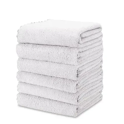kimteny Kitchen Cloth Dish Towels, 13x28 Inches Premium Dishcloths, Super Absorbent Coral Velvet Microfiber Cleaning Cloths, Fast Drying Rags for Washing Dishes (13x28-6 Pack, White) - 1