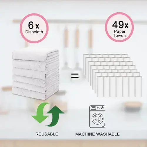 kimteny Kitchen Cloth Dish Towels, 13x28 Inches Premium Dishcloths, Super Absorbent Coral Velvet Microfiber Cleaning Cloths, Fast Drying Rags for Washing Dishes (13x28-6 Pack, White) - 5