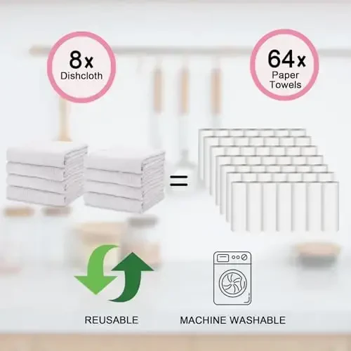 kimteny Kitchen Cloth Dish Towels, 13x28 Inches Premium Dishcloths, Super Absorbent Coral Velvet Microfiber Cleaning Cloths, Fast Drying Rags for Washing Dishes (13x28-8 Pack, White) - 5