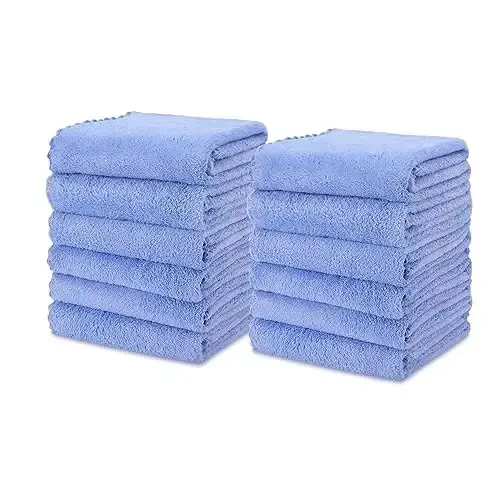 kimteny Kitchen Cloth Dish Towels, 13x28 Inches Premium Dishcloths, Super Absorbent Coral Velvet Microfiber Cleaning Cloths, Fast Drying Rags for Washing Dishes (13x28-12 Pack, Blue) 