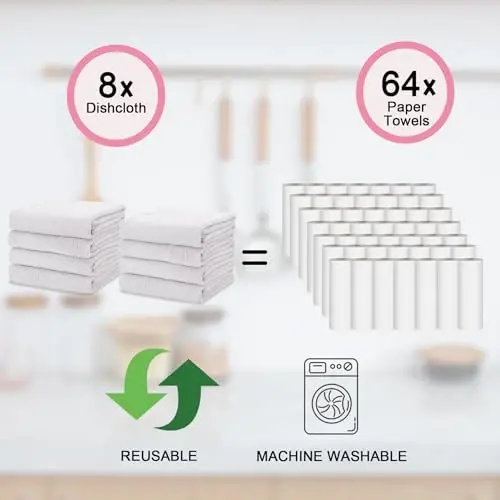 kimteny Kitchen Cloth Dish Towels, 13x28 Inches Premium Dishcloths, Super Absorbent Coral Velvet Microfiber Cleaning Cloths, Fast Drying Rags for Washing Dishes (13x28-8 Pack, White) - 5