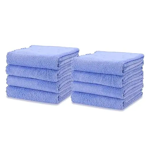 kimteny Kitchen Cloth Dish Towels, 13x28 Inches Premium Dishcloths, Super Absorbent Coral Velvet Microfiber Cleaning Cloths, Fast Drying Rags for Washing Dishes (13x28-8 Pack, Blue) - 2