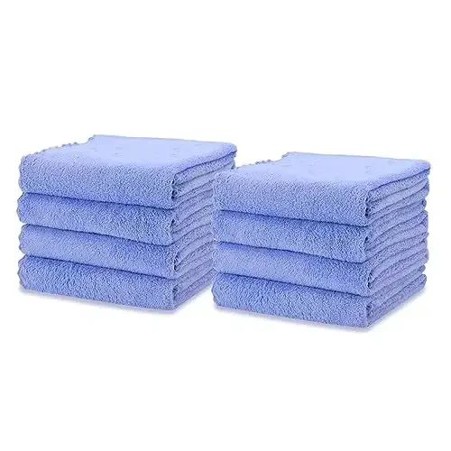 kimteny Kitchen Cloth Dish Towels, 13x28 Inches Premium Dishcloths, Super Absorbent Coral Velvet Microfiber Cleaning Cloths, Fast Drying Rags for Washing Dishes (13x28-8 Pack, Blue) - 2