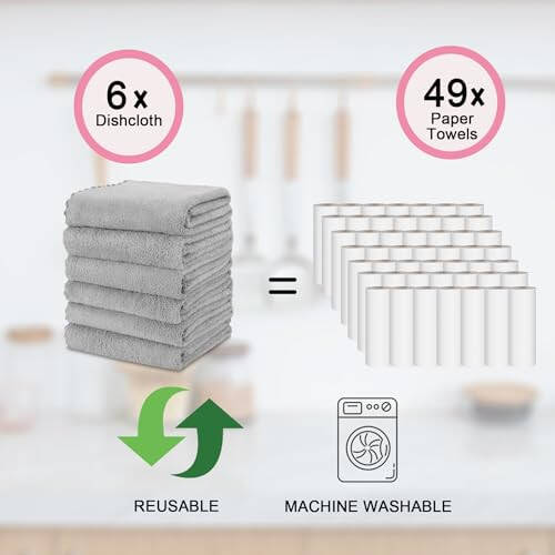 kimteny Kitchen Cloth Dish Towels, 13x28 Inches Premium Dishcloths, Super Absorbent Coral Velvet Microfiber Cleaning Cloths, Fast Drying Rags for Washing Dishes (13x28-6 Pack, Grey) - 5