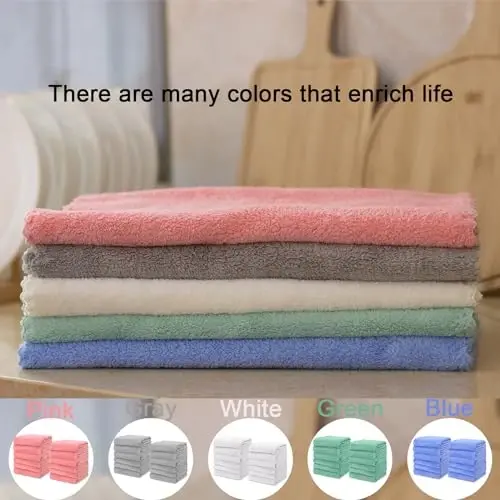 kimteny Kitchen Cloth Dish Towels, 13x28 Inches Premium Dishcloths, Super Absorbent Coral Velvet Microfiber Cleaning Cloths, Fast Drying Rags for Washing Dishes (13x28-6 Pack, White) - 7