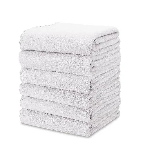 kimteny Kitchen Cloth Dish Towels, 13x28 Inches Premium Dishcloths, Super Absorbent Coral Velvet Microfiber Cleaning Cloths, Fast Drying Rags for Washing Dishes (13x28-6 Pack, White) 