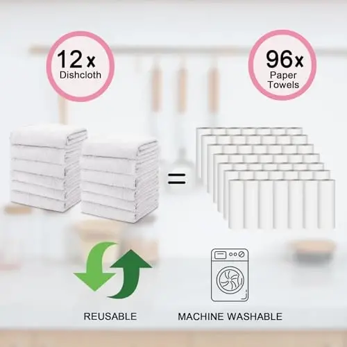 kimteny Kitchen Cloth Dish Towels, 13x28 Inches Premium Dishcloths, Super Absorbent Coral Velvet Microfiber Cleaning Cloths, Fast Drying Rags for Washing Dishes (13x28-12 Pack, White) - 5