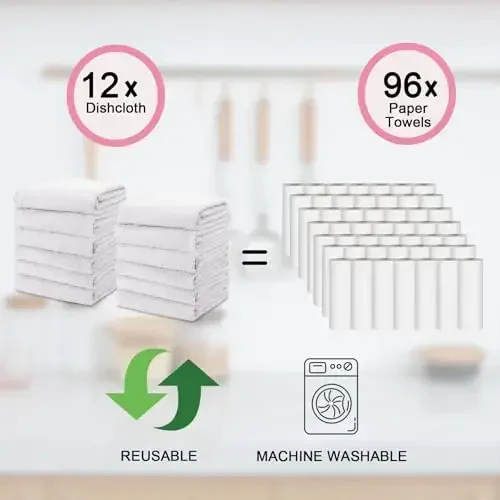 kimteny Kitchen Cloth Dish Towels, 13x28 Inches Premium Dishcloths, Super Absorbent Coral Velvet Microfiber Cleaning Cloths, Fast Drying Rags for Washing Dishes (13x28-12 Pack, White) - 5