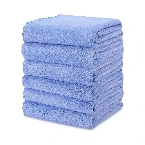 kimteny Oshxona Mato Idish Sochiqlari, 13x28 dyuymli Premium Idish Mato, Super Yutuvchi Marjon Baxmal Mikrofiber Tozalash Mato, Idishlarni Yuvish uchun Tez Quriydigan Latta (13x28-6 dona, Moviy) - KIMTENY